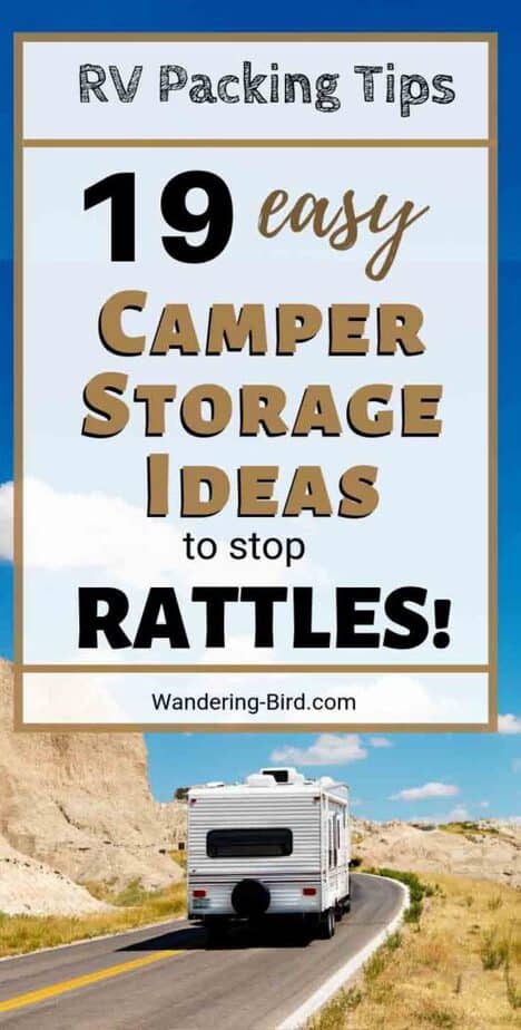 Need RV Packing Tips? These fantastic camper storage ideas show you how to pack your RV without all those annoying rattles! These hacks are cheap, easy and quick- stop all the noise in your camper van today! #rvliving #rvtips #rvlife #camper #motorhomeliving