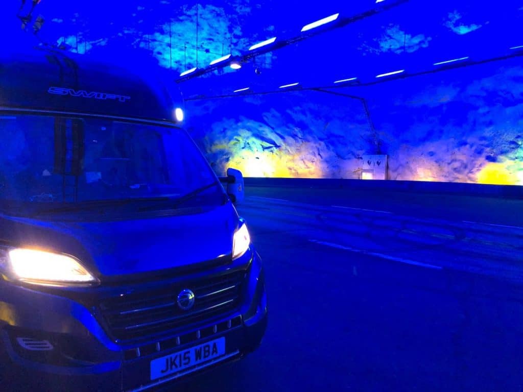 We drove the world's longest road tunnel during our Motorhome Tour of Norway. This is the longest tunnel for cars and other road vehicles anywhere in the world! #tunnel #norway #road #longest #motorhome #roadtrip #adventure #laerdal #laerdalstunnelen