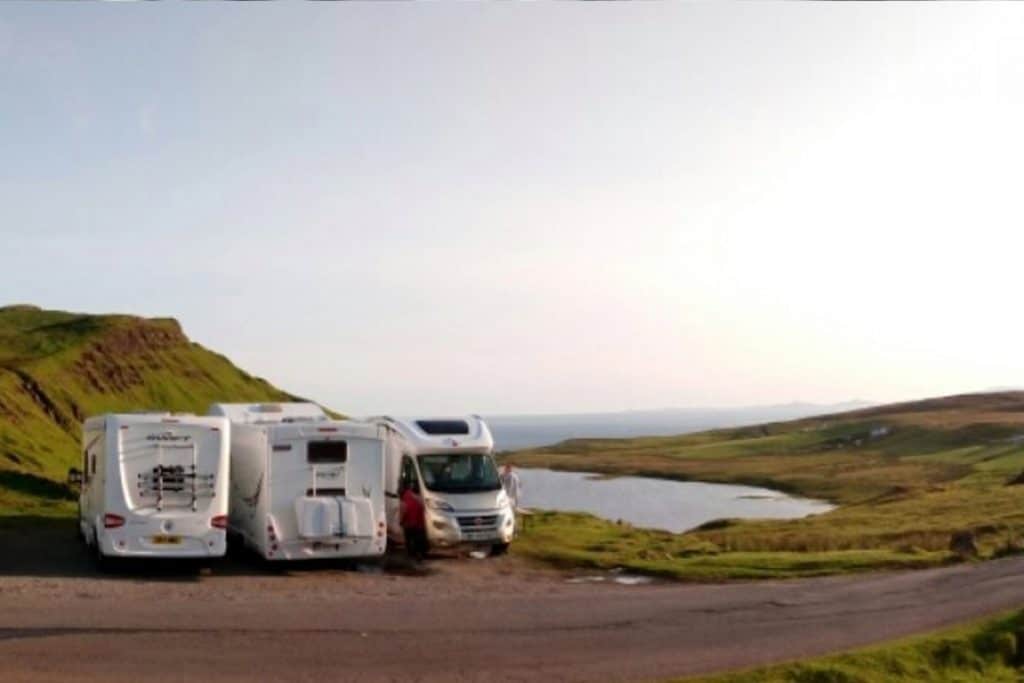 Motorhomes camping on Skye