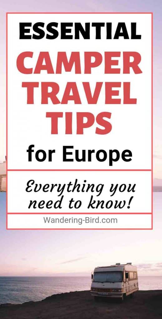 Planning your Campervan Travel in Europe? This post has ESSENTIAL camper tips for traveling in Europe, including how to find places to stay in your van, where to sort waste/ water and gas and tips to save money as you travel. This guide is essential for road trips in Europe with a camper van- have an awesome adventure! #campervan #travel #Europe #roadtriptips