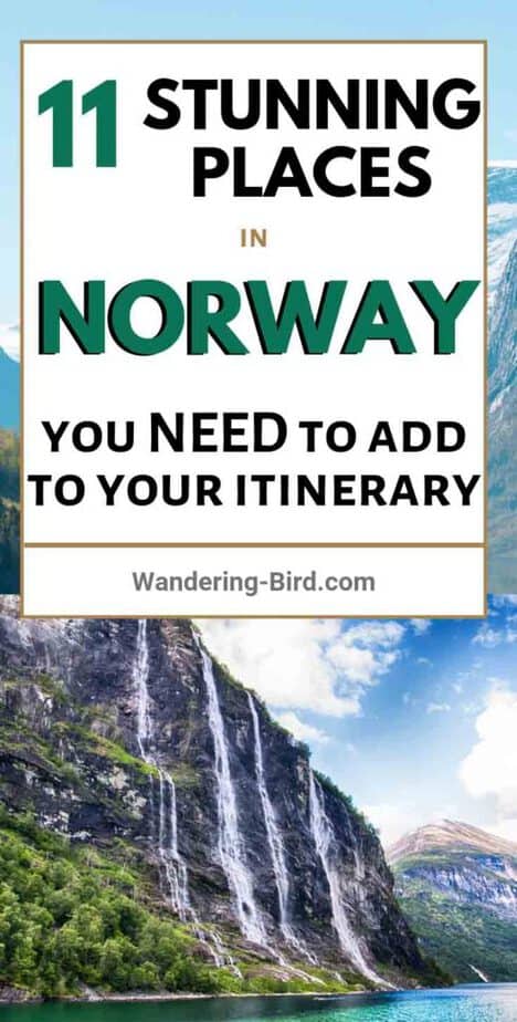 Planning to travel to Norway? Looking for places to visit and things to see? Here are 11 of the most BEAUTIFUL places to see in Norway, with MAP!! There are waterfalls, fjords, towns, cities, tunnels and hikes! Add them all into your perfect Norway road trip itinerary today! #norway #norwaytravel #fjords #waterfalls #itinerary