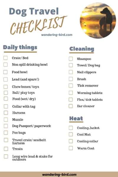 Dog Travel & Road Trip essentials checklist- Packing a camper lists. 7 essential RV checklists to download and print at home.