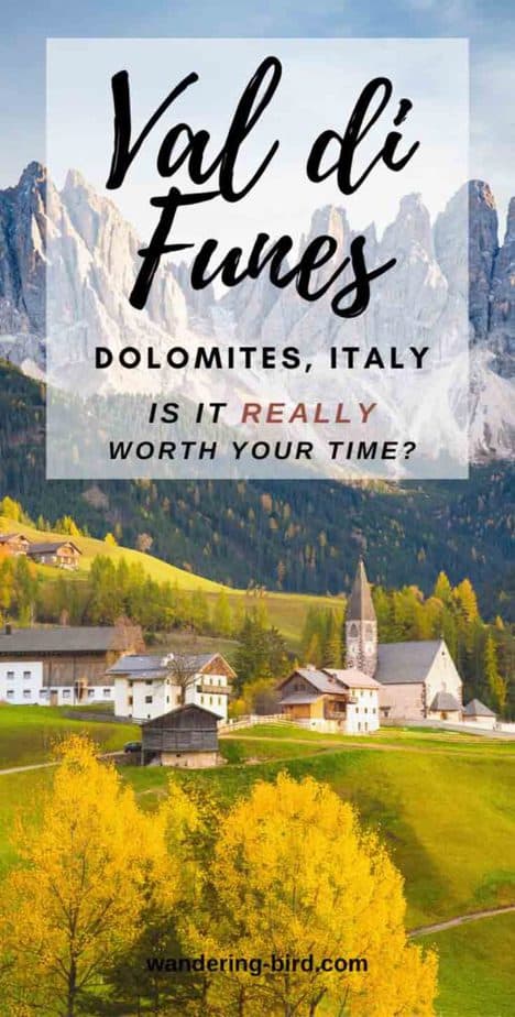 Looking for itinerary and location ideas for the Dolomites, Italy? Only got a few days to travel the Dolomites? Wondering if Val di Funes is REALLY worth your time? Here's everything you need to know | Dolomites | Dolomites Italy Itinerary | Dolomites travel guide | Dolomites tips | Val di Funes travel | Dolomites road trip | Dolomites photography 