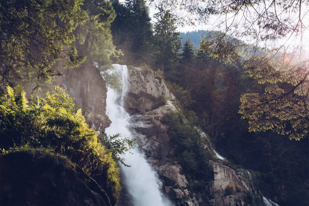 Pretty waterfall in Val di Genova, Dolomites