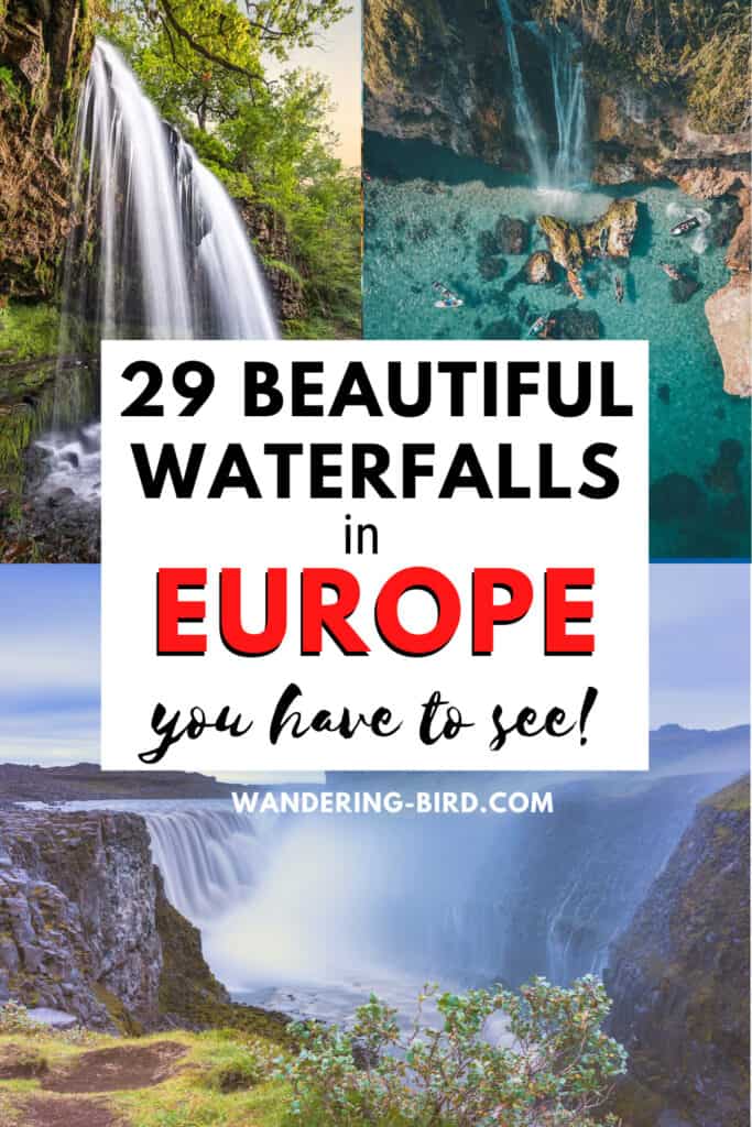 Looking for the prettiest waterfalls in Europe? Wondering which are the best waterfalls to visit? Did you know there are waterfalls in Europe you can SWIM in? Here are 29 of the most beautiful waterfalls in Europe- plus MAP so you can find them easily! 