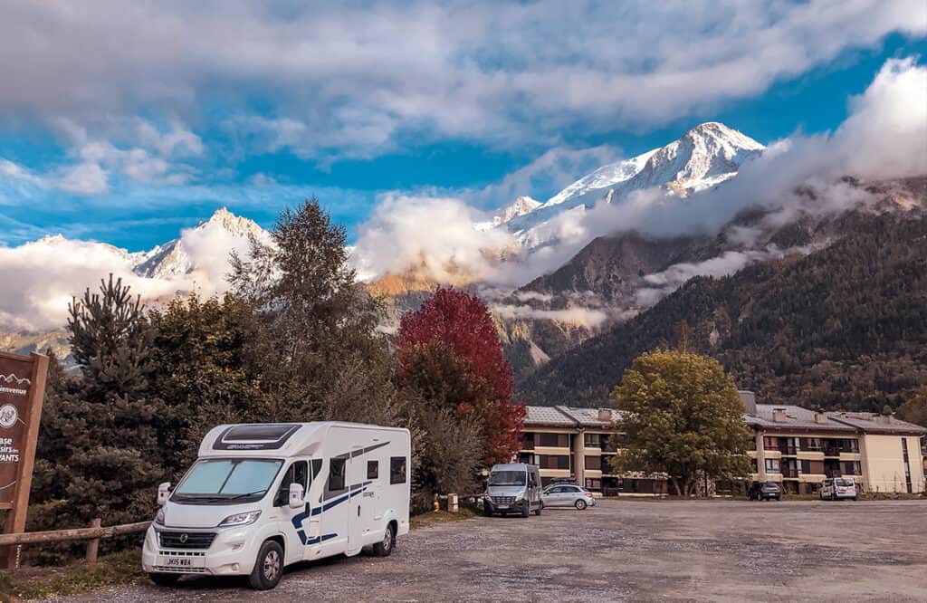Motorhoming in France near Mont Blanc motorhome aire Europe France Chamonix Mont Blanc FREE overnight stopover camper